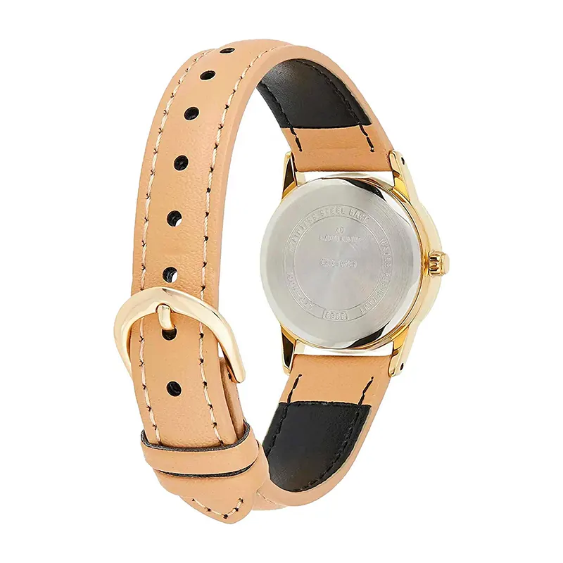 Casio Gray Dial Date Brown Leather Ladies Watch- LTP-V002GL-7B3